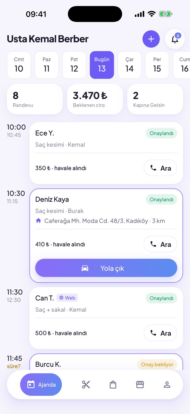 Makas ajanda ekranı