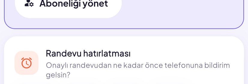 Hatırlatma süresi seçimi